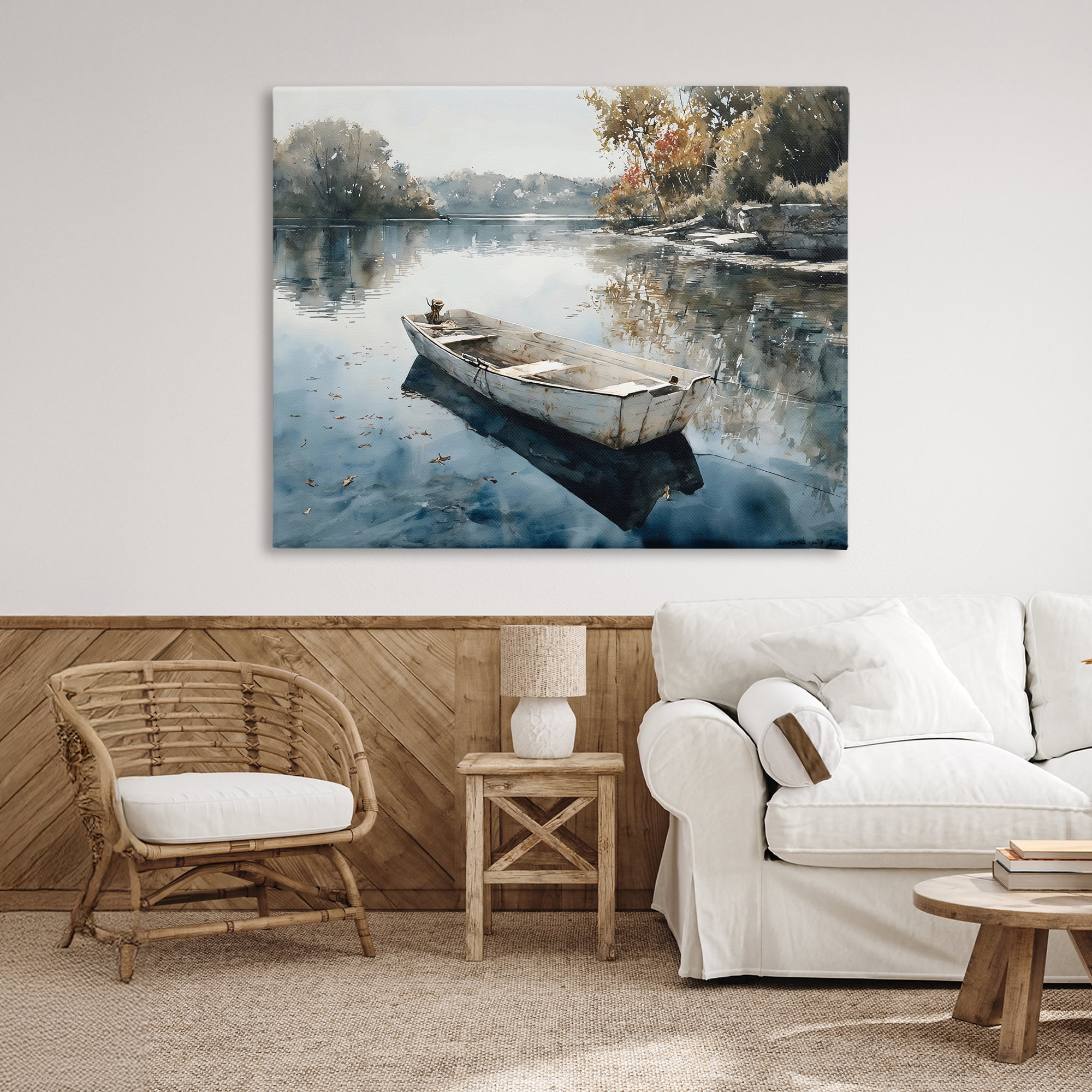 Stupell Industries Boat Ride Through Autumn Reflections Canvas Wall Art, design by Franklyn Gregory