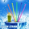 thumbnail image 2 of 300 Spoon Straws Disposable, Long Plastic Spoon Straws, Spoon Straws for Shaved Ice Snow Cone Milkshake Smoothie, Wedding Party Holiday Supplies Disposable Dinnerware 8Inch, Assorted, 2 of 7