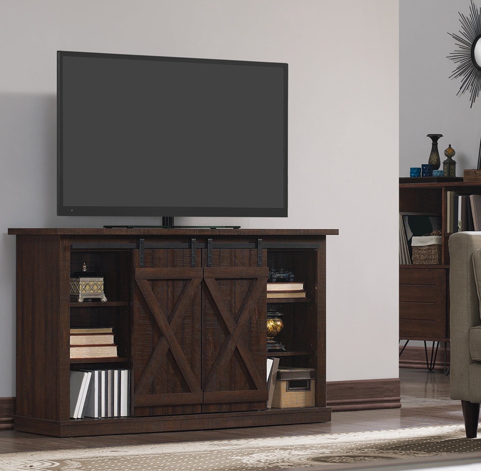 Twin Star Home Terryville Barn Door TV Stand for TVs up to 60", Espresso