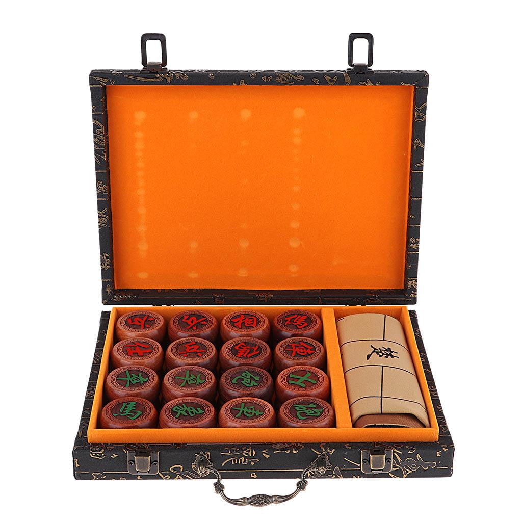 LeeQinersw High-end Rosewood Chinese Chess Set Classic Board Home Game with PU Wrapped Case