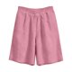 thumbnail image 2 of TaTaai Women Solid Color Loose Fit Cotton Linen Knee Length Shorts With Pockets Casual Summer Wear Lightweight Breathable Machine Washable No Fading Daily Outdoor Street Wear Gift, 2 of 8