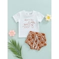 thumbnail image 2 of Infant Baby Lettering Short Sleeve T-shirt Tops Tee Elastic Drawstring Waist Shorts, 2 of 9