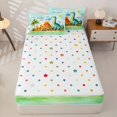 thumbnail image 4 of Metsweet Watercolor Dinosaur Zipper Twin Comforter Sets with Fitted Sheet and 2 Pillowcases, Cartoon Jungle Animal Zipper Bedding Set, Orange Green,4-Piece, 4 of 6