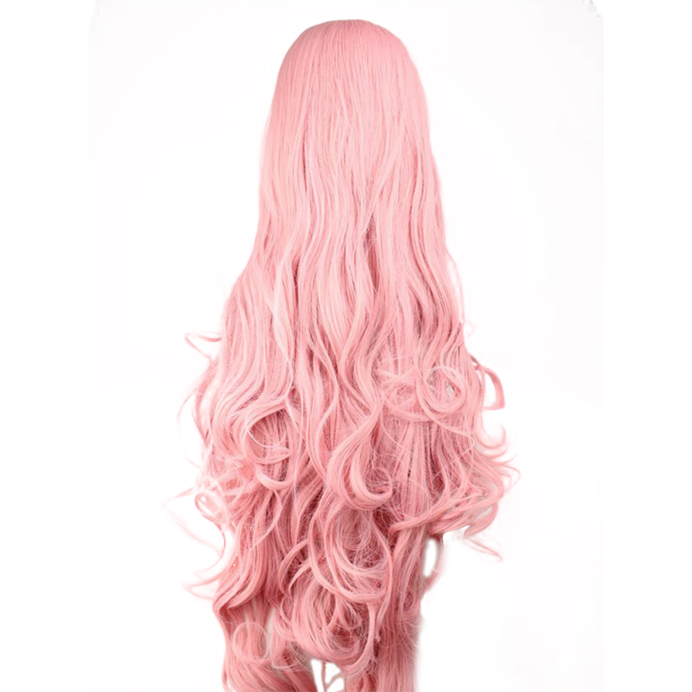 HEVIRGO Perruque Longue Bouclée Naturelle Rose pour Femmes, Postiche Moelleux pour Fête Cosplay