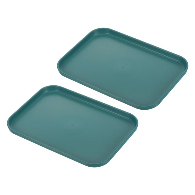 Unique Bargains 9x7' Fast Food Tray, 2 Pack PP Plastic Reusable Multi-Purpose Non-Slip Serving Tray Dark Green