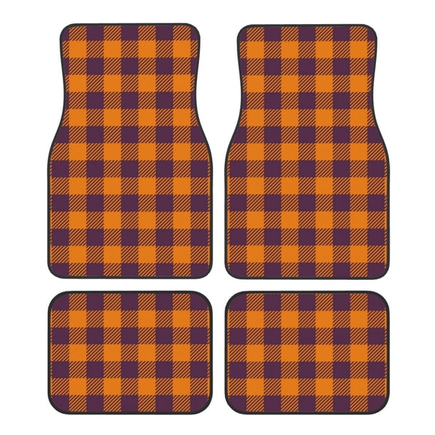 Fotbe Fall Buffalo Plaid Juego de 4 Tapetes para Auto con Estampado – Alfombrillas de Goma Reforzada, Diseño Antideslizante, Protección para Todo el Año – Vehículos, Autos, Camionetas y SUVs