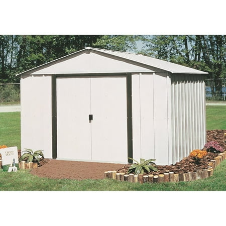 Arlington 10 x 12 ft. Steel Storage Shed Eggshell/Coffee (Best Floor For Metal Shed)