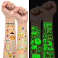 thumbnail image 1 of Tatuajes temporales de Halloween, pegatinas de tatuajes de fantasmas de calabaza para niños, tatuajes falsos, suministros para fiestas de Halloween para niños, decoraciones para niños y niña, 1 of 4