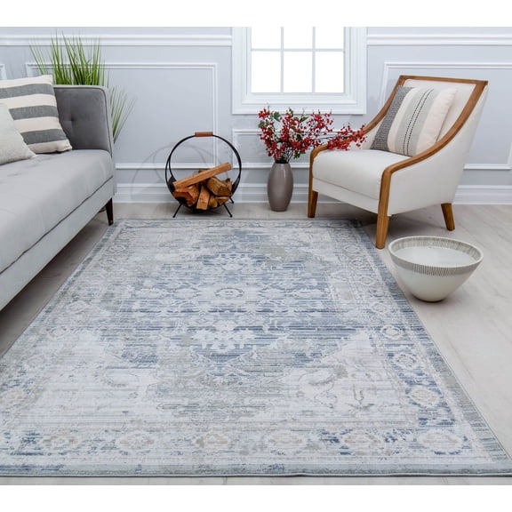 Rugs America Romeo JL10A Wickham Gray Abstract Vintage Gray Area Rug, 2'6" x 4'