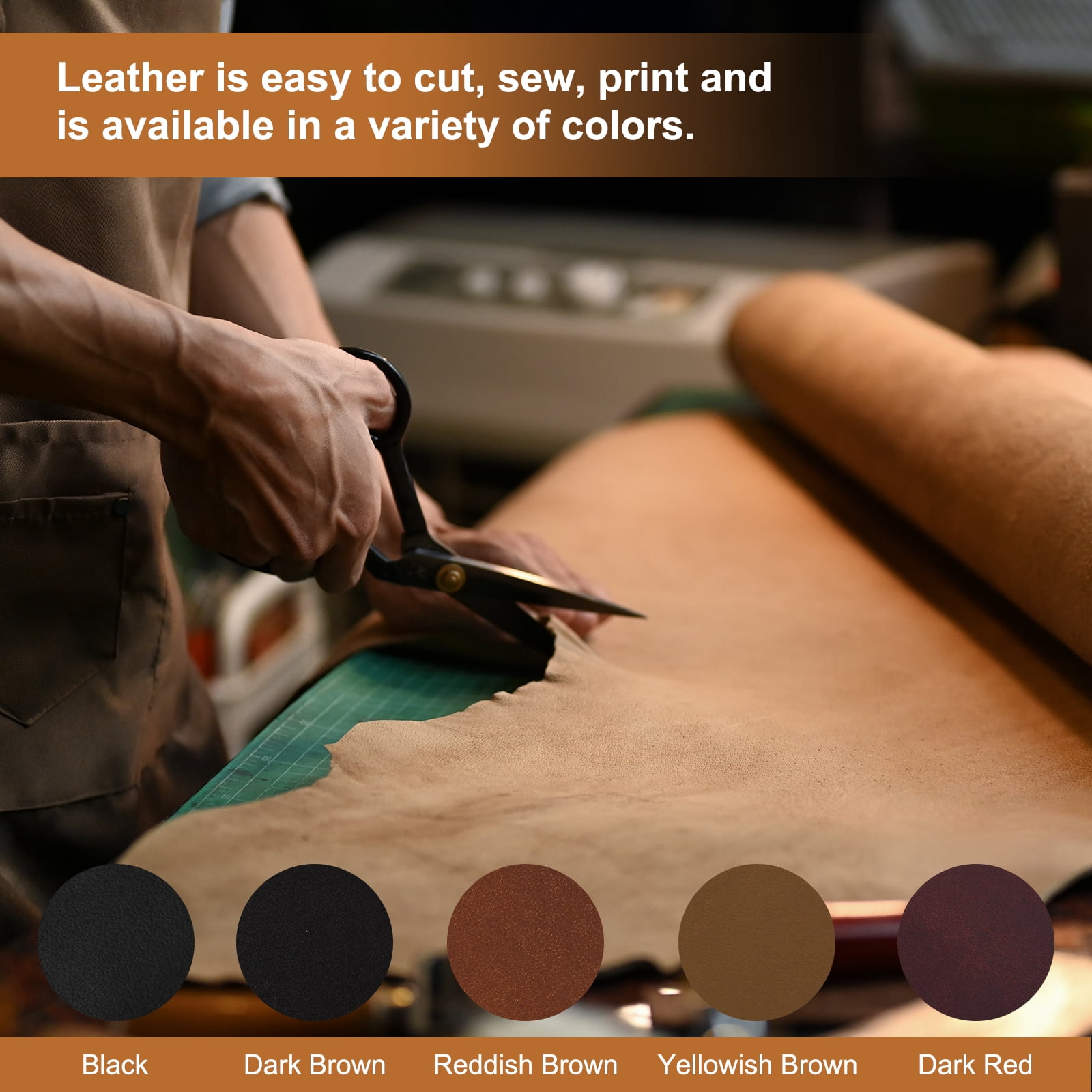Uxcell Genuine Leather Sheets, 20" x 15" 4-5 oz (1.8-2mm) Thick Full Grain Leather Sheet Tooling Precut for Carving Engraving Molding Embossing Stamping, Red Brown