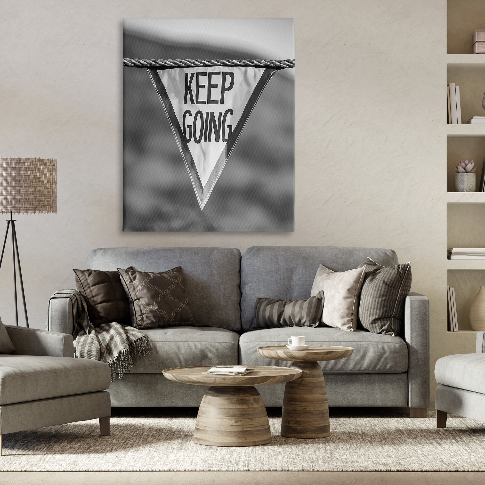 Stupell Industries Keep Going Pennant Text & Numbers Photography Wrapped Canvas Art Print Wall Art, 36 x 48