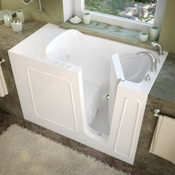 Meditub 2653Rh 53" Fiberglass Whirlpool Walk In Tub For Alcove Installations - White