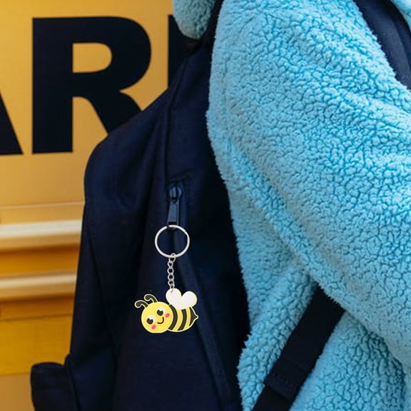 WHAMVOX 12 Pcs Cartoon Bee Keyrings Novelty Keychain Cute Birthday Keychains