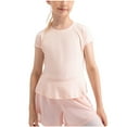 thumbnail image 2 of Hpgjzj Girls Basic Dance Crop Top Kids Short Turn Up Sleeve Elastic Hem Crop T-Shirt Tee Tops 2025, 2 of 7