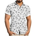 thumbnail image 2 of Betivan Men's Shirt Valentine's Day Printed Turndown Collar Button-Down Blouse, Short Sleeve Breathable Casual Top Daily Beach Vacation Gathering, 2 of 6