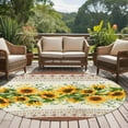 thumbnail image 5 of Farmhouse Sunflower 5ft Round Rug, Beige Brown Vintage Floral Botanical Non-Skid Rubber Backing Large Area Rugs - Living Room Bedroom Home Office, Indoor Floor Mat Carpets Washable Rug, 5 of 9