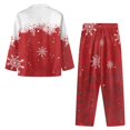 thumbnail image 4 of Yuyamidu Snowflake Long Sleeve Button Down Pajamas for Men Set Christmas Sleepwear Athletic Clothing Casual V Neck Loungewear 2 Pieces Red Pjs Soft Nightwear Size S, 4 of 6