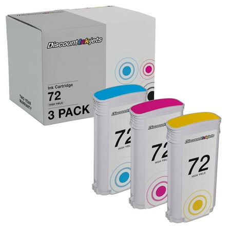 DI Replacements for HP 72 Ink Cartridge High Yield (Cyan, Magenta, Yellow) Compatible with HP DesignJet: T1100, T1120, T1200, T610, T620, T770, SD Pro MFP, T1100ps, T1120 SD-MFP, T1120ps, T1200ps