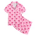 thumbnail image 4 of XDZJLR Tenues pour Fillettes, Ensembles de Pyjamas 2 Pcs Imprimé Graphique Manches Courtes Chemise à Boutons Shorts Ensemble de Pyjama Confortable Mode Urbaine, 11-12 Ans, 4 of 5