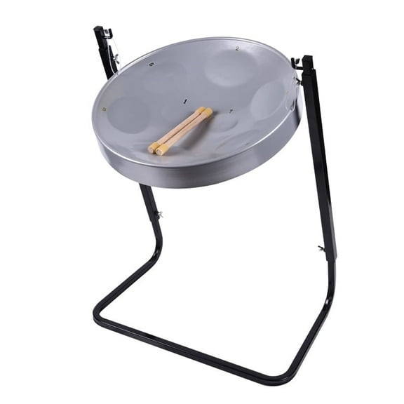 Classic Silver 16-Inch G-Major Trinidad Steel Drum - Ready-to-Play Percussion Instrument. Handmade High-Quality Steel, with Table Top Stand. Ideal for Beginners & Holiday Parties.