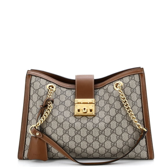 Pre-Owned Padlock Chain Tote GG Coated Canvas with Leather Medium By Rebag