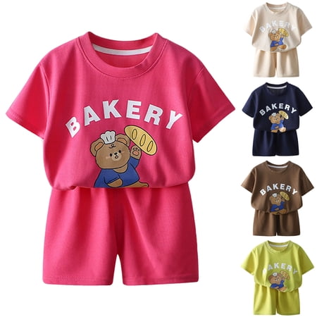 Nwiuh Toddler Baby Boy Clothes 12 18 24 Month 2T 3T Summer Outfit Retro Farm Tractor Tee Shirts T-Shirt + Shorts Set(Beige 3-4 Years)