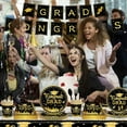 thumbnail image 6 of Graduation Plates Graduation Party Decoration Supplies 2025 Congratulations Banner Paper Disposable Tableware Tablecloth Serves 24 Black, 6 of 7