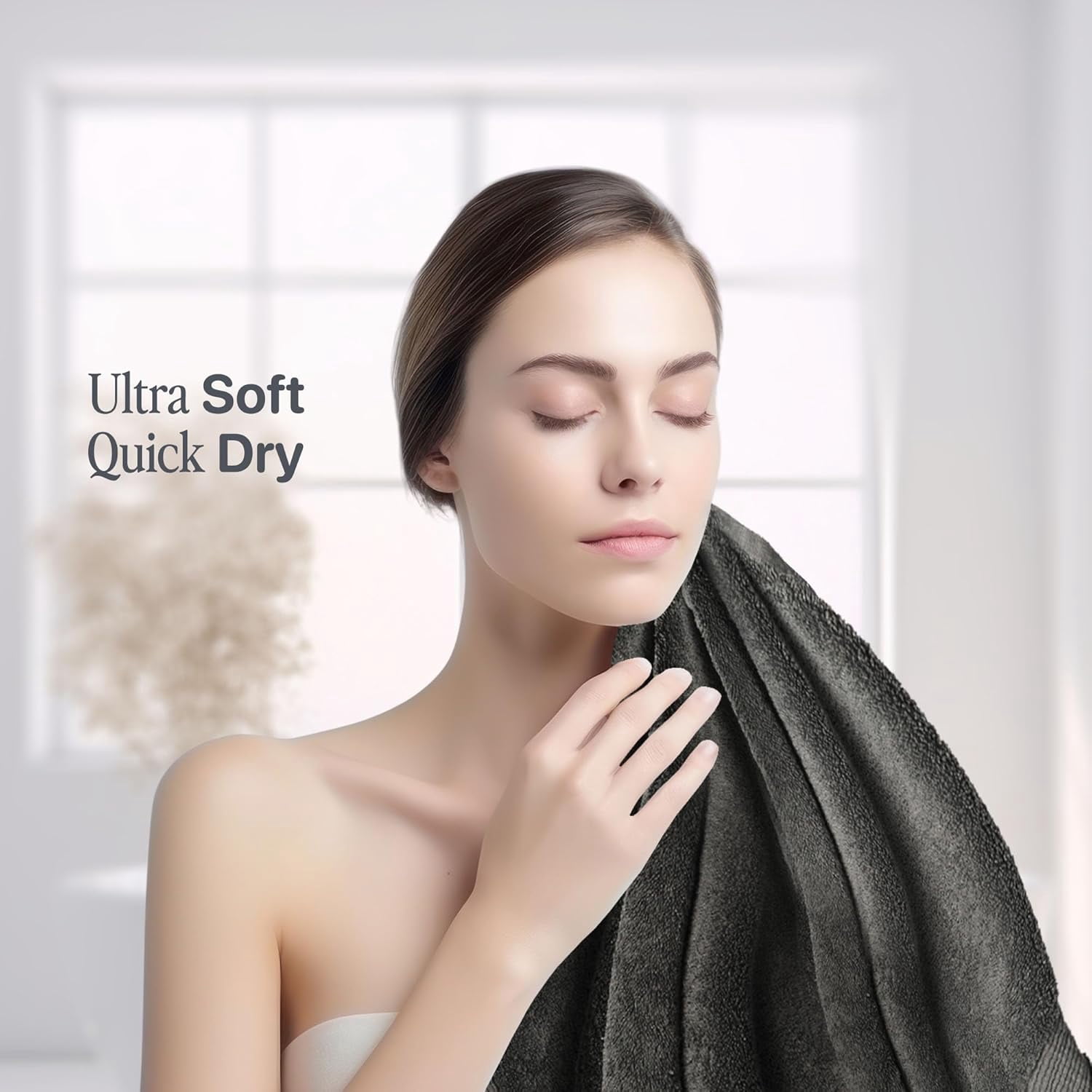 Luxurious 6 Piece Towel Set for Bathroom, 100% Cotton, Turkish Towels 2 Washclothes,2 Hand Towels, 2 Bathtowels 6-Pack, Bathroom Shower Towels, Dark Gray