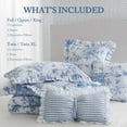 thumbnail image 3 of Cotton Bedding Set 5 Pieces Full/Queen Comforter Set with Decorative Pillows,Blue,Comforter Set, 3 of 19