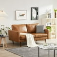 thumbnail image 5 of Kingfun 65" W Faux Leather Loveseat Sofa Couch, Love Seat Sofas and Couches for Living Room Bedroom Office and Small Spaces, Mid Century Modern Decor Love Seats Furniture with Solid Wood Leg,Brown, 5 of 5
