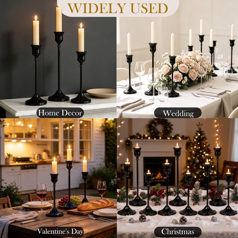 Hidawn Black Metal Taper Candlestick Holders, Set of 9 photo 8