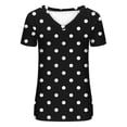 thumbnail image 5 of ZHOGXU Women's T Shirt Polka Dot Printed V Neck Short Sleeve Loose Fit Lightweight Comfortable Breathable Tee Top For Daily Wear ,Black,L, 5 of 5