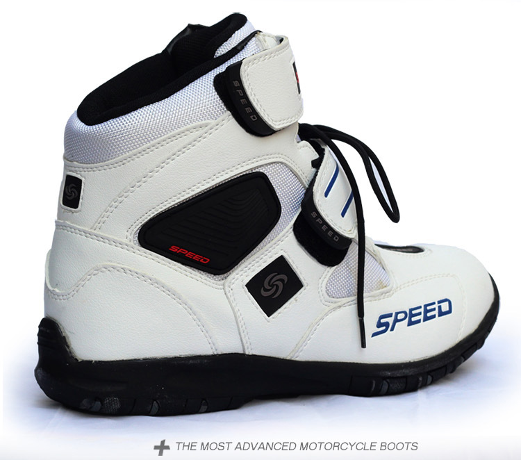Soft Motorcycle Boots Biker Waterproof Speed Motorboats Men Motocross Boots Non-slip Motorcycle Shoes Color:white Shoe US Size:9 - image 4 of 7