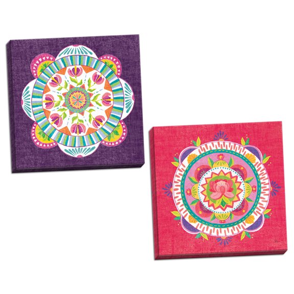 Gango Home Decor Contemporary Like Frida II & III by Harriet Sussman (Ready to Hang); Two 16x16in Hand-Stretched Canvases