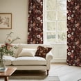 thumbnail image 3 of StangH Floral Velvet Curtains 96 inches Long, Retro Victorian  Blossom Painting Design Room Darkening for Living Dining Room, Brown, W52 x L96, 2 Panels, 3 of 8