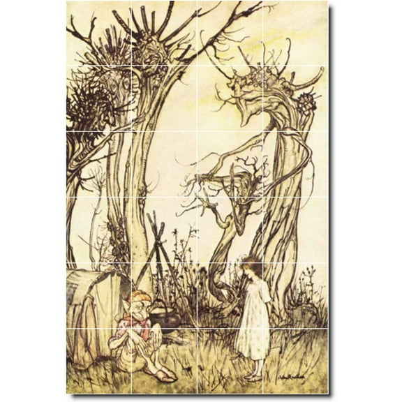 Ceramic Tile Mural-Arthur Rackham Illustration Painting 27. 17" w x 25.5" h using (24) 4.25 x 4.25 ceramic tiles