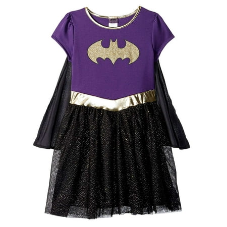 DC Comics Batgirl Costume Dress w/ Cape Purple Black Gold Cosplay
