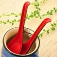 thumbnail image 5 of 10PCS Red and Black Asian Soup Spoon with Hook-Chinese Style Spoon, Perfect for Rice Pho Ramen Noodle Soups, 5 of 8
