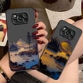 thumbnail image 2 of Matte Case for Xiaomi POCO X4 X3 X2 M4 M3 M2 F4 F3 GT F2 C40 PRO 4G 5G A3 MIX4 CIVI Case Funda Art hand-Painted Mountain Scenery, 2 of 5
