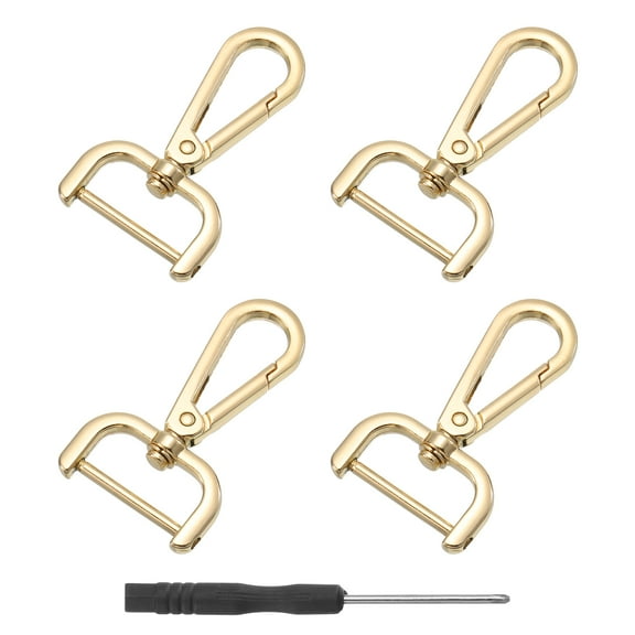 Uxcell 4Pack Swivel Clasps, 1" D Ring Detachable Snap Hook with Screwdriver, Gold
