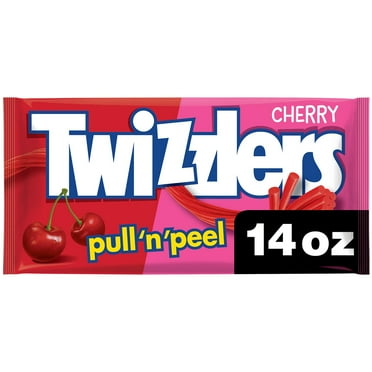 TWIZZLERS PULL 'N' PEEL Cherry Flavored Licorice Style, Low Fat Candy Bag, 14 oz