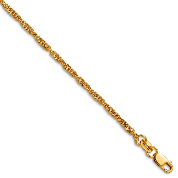 1/20 14k Gold Filled 2.0mm Singapore With Lobster Clasp Chain Necklace 18 Inch Chain Necklace for Women and Men