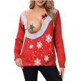 thumbnail image 2 of Pntutb Mujer Casual Divertido Estampado de Navidad Manga Larga Cuello Redondo Pullover Blusa Parejas tops Pntutb Pntutb-4098, 2 of 5