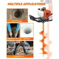 thumbnail image 6 of 72CC Gas Powered Post Hole Digger, 2-Stroke Earth Auger Drill with 8" Auger Bit & 1 Extension Bar, Heavy Duty Petrol Hole Borer for Fence Post Digging, Tree Planting, Garden Lawn, 6 of 9