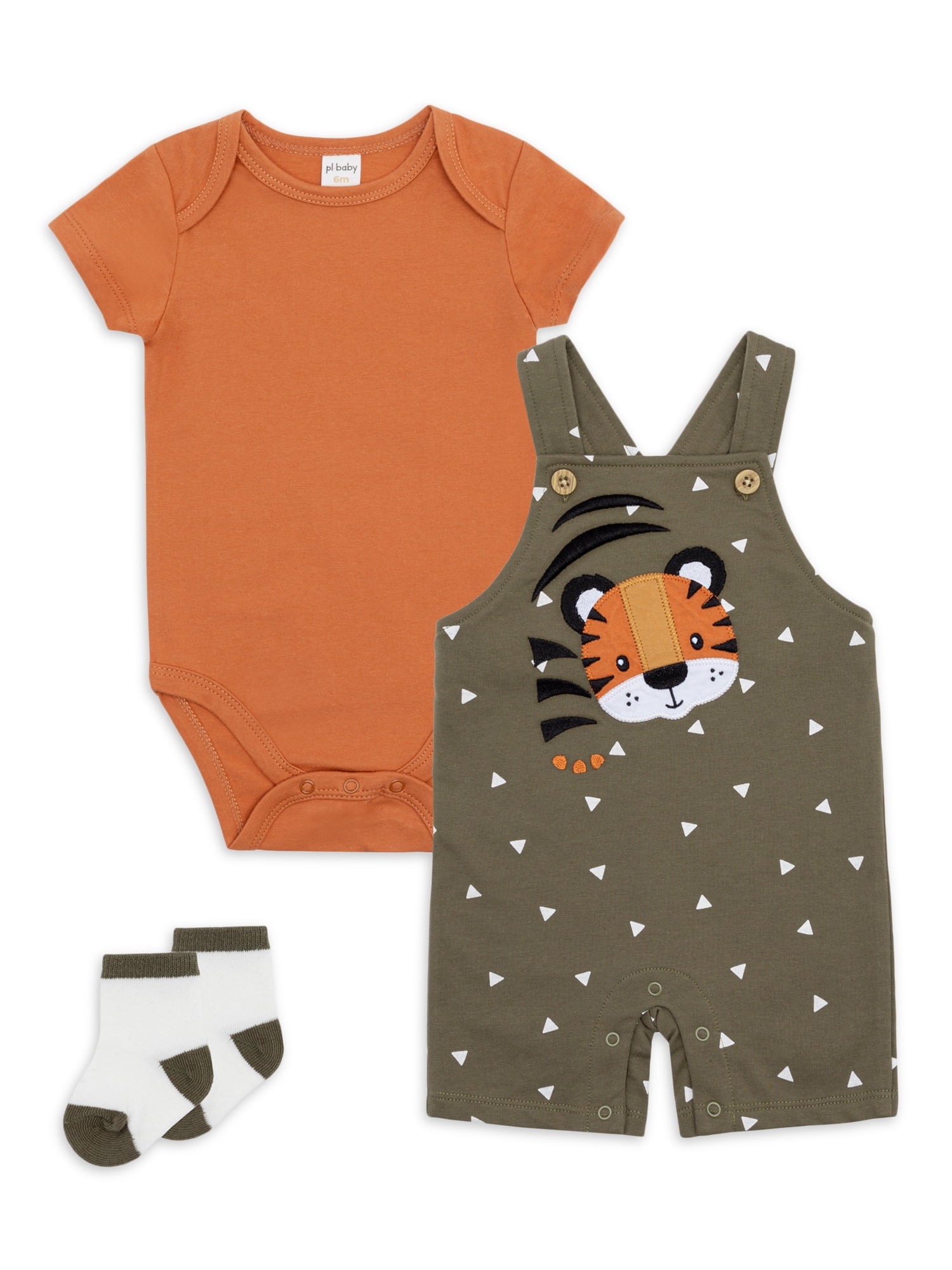 Petit Lem Baby Boy Overalls, Bodysuit and Socks Outfit Set, 3Piece
