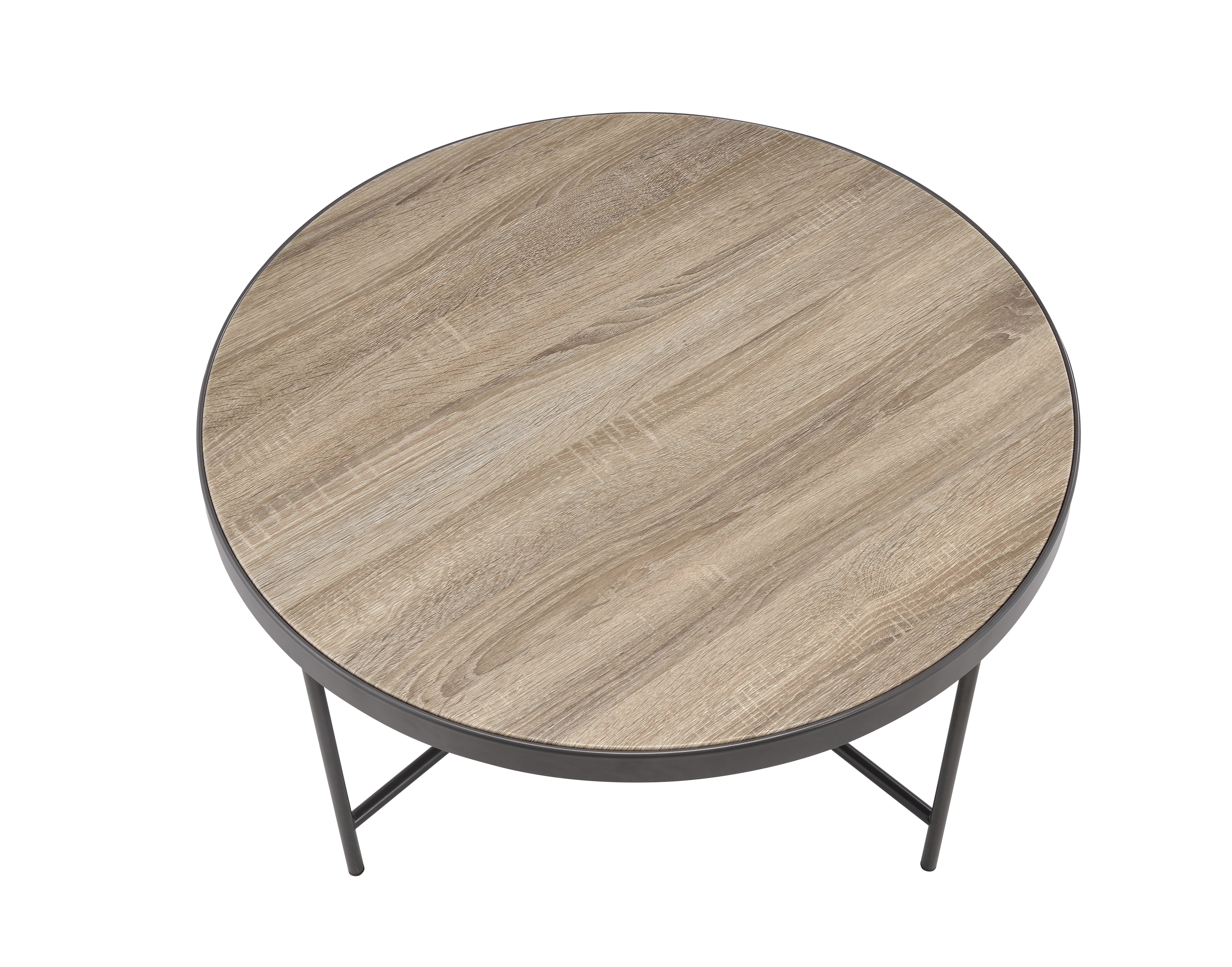Coffee Table, Gray Oak & Metal Finish