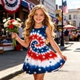 thumbnail image 2 of Tisuna Sleeveless USA Anniversary Patriotic Dresses For Girls Kids July 4Th American Flag Dress Girls Fashionable Red White And Blue Dress Blue Size 13-14 Years, 2 of 4