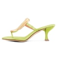 thumbnail image 4 of FSJ Women Chic Square Open Toe Flip Flops Slip On Gold Detail Kitten Low Heel Thong Sandals Casual Summer Beach Party Shoes Size 5 Green, 4 of 4