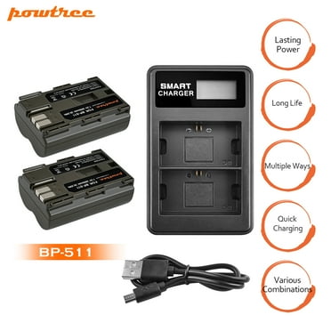 Canon 40d Battery 2-Pack BP-511 Camera Batteries Dual USB