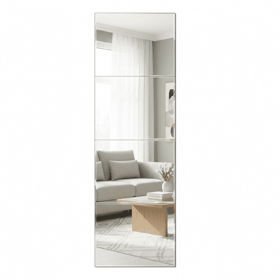Glass Full Length Wall Mirror Tiles, 11'' x 14'' 4PCS, Frameless Body Tiles for Bedroom, Mounted Home Gym, Door